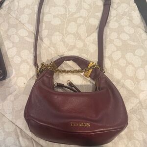 Steve Madden Burgundy Shoulder Bag with Gold Accents